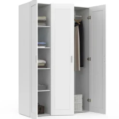IDMarket Armoire 3 portes blanche penderie et rangement 120 cm* Collection Agencement Magasin|Collection Télétravail