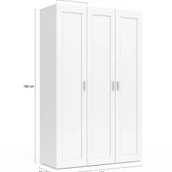 IDMarket Armoire 3 portes blanche penderie et rangement 120 cm* Collection Agencement Magasin|Collection Télétravail