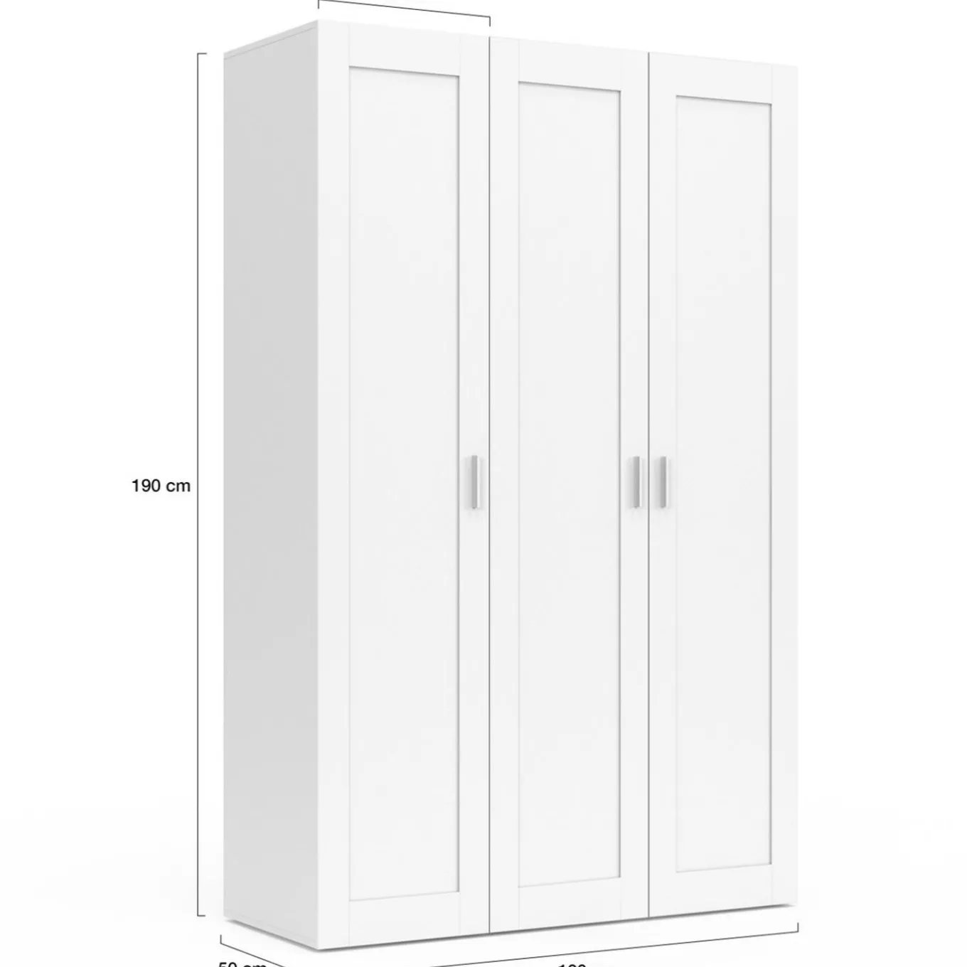 IDMarket Armoire 3 portes blanche penderie et rangement 120 cm* Collection Agencement Magasin|Collection Télétravail