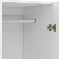 IDMarket Armoire 2 portes blanche penderie avec miroir et 2 tiroirs 80 cm* Dressings Et Portants Vêtements