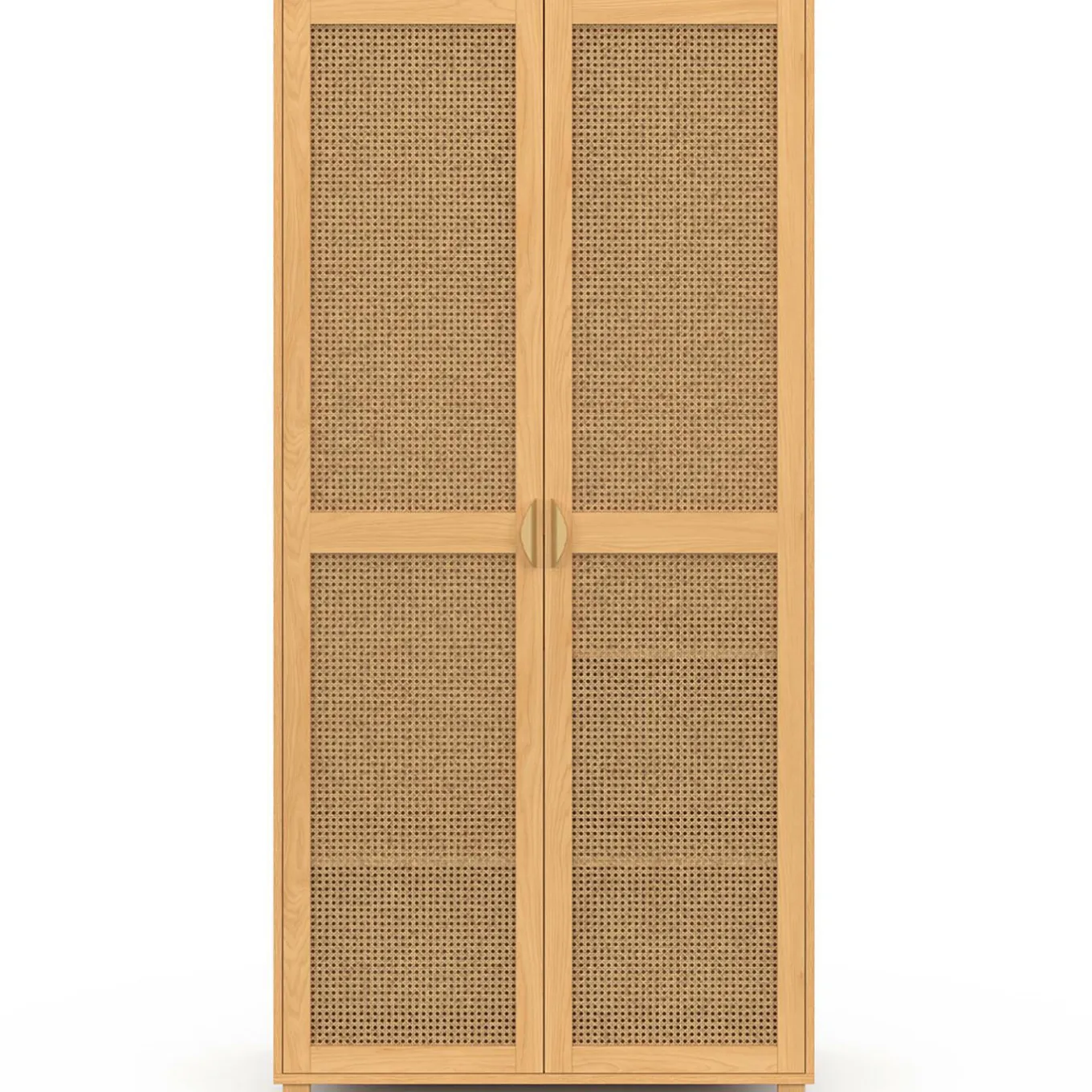 IDMarket Armoire 2 portes cannage et bois penderie 80 cm avec étagères de rangement* Meubles Hauts|Collection Vintage