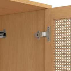 IDMarket Armoire 2 portes cannage et bois penderie 80 cm avec étagères de rangement* Meubles Hauts|Collection Vintage