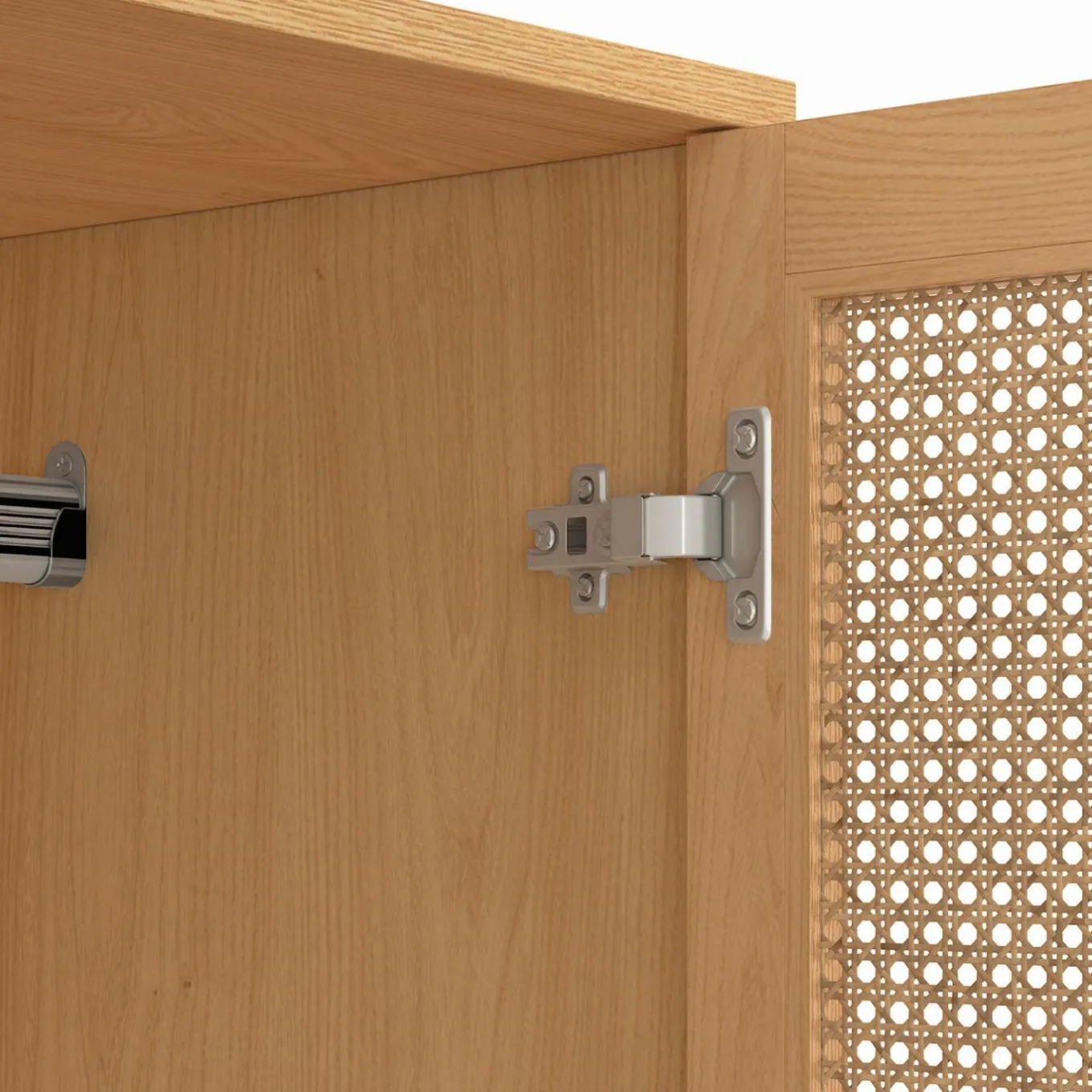 IDMarket Armoire 2 portes cannage et bois penderie 80 cm avec étagères de rangement* Meubles Hauts|Collection Vintage