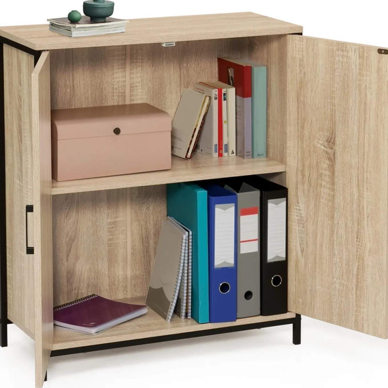 IDMarket Armoire basse industrielle 2 portes* Armoires