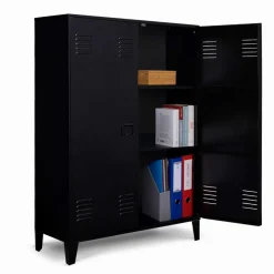 IDMarket Armoire basse métallique noire* Rangement Et Accessoires|Collection Télétravail