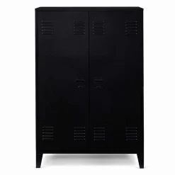IDMarket Armoire basse métallique noire* Rangement Et Accessoires|Collection Télétravail