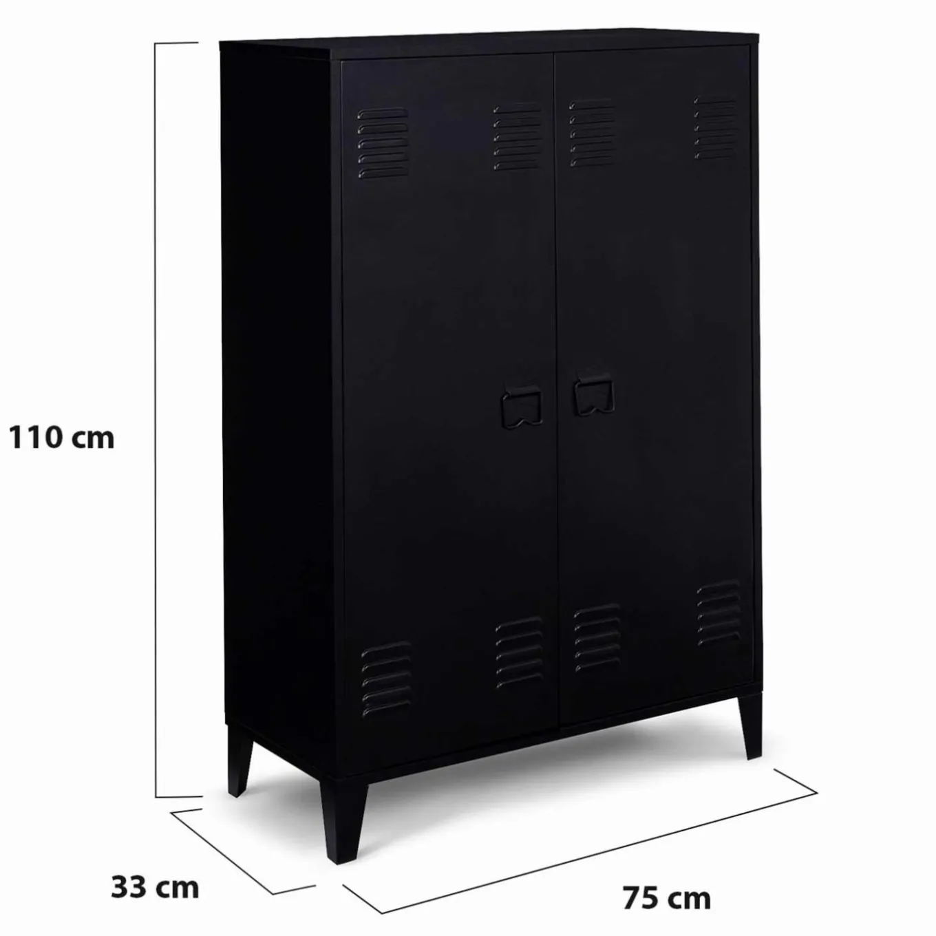 IDMarket Armoire basse métallique noire* Rangement Et Accessoires|Collection Télétravail