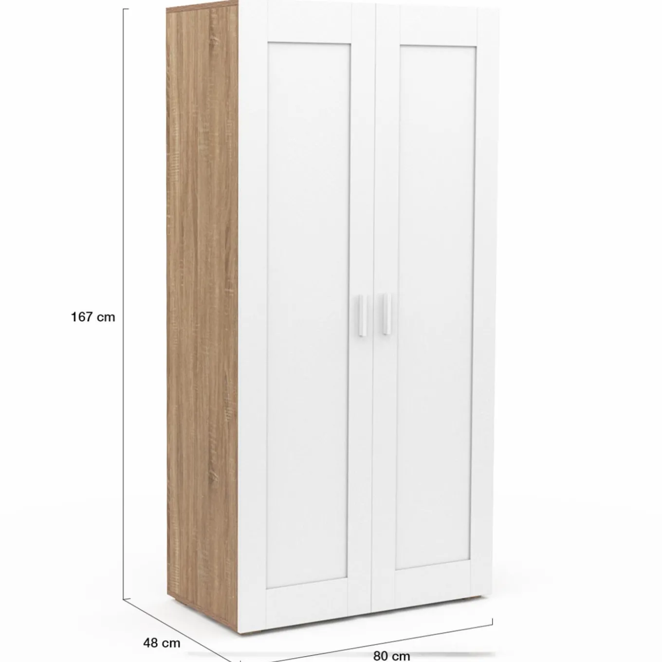 IDMarket Armoire blanc et bois 2 portes et étagères* Collection Agencement Magasin|Vestiaires Et Meubles D'Entrée