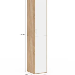 IDMarket Armoire de bureau bois 180 cm multifonction 3 étagères 1 porte blanche* Meubles Hauts|Meubles Blancs