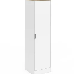 IDMarket Armoire de rangement 1 porte avec étagères blanc et bois* Meubles Blancs|Collection Agencement Magasin