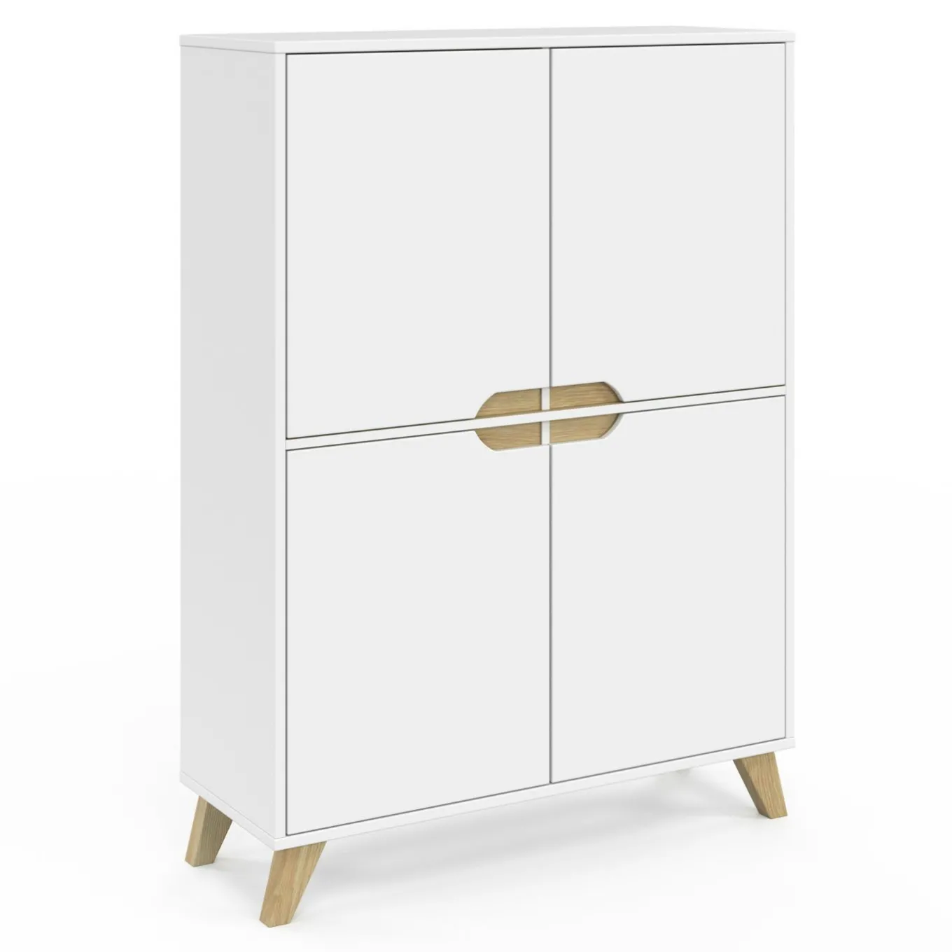 IDMarket Armoire de rangement scandinave avec 4 portes bois blanc* Rangement Et Accessoires|Collection Scandinave