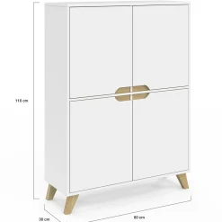 IDMarket Armoire de rangement scandinave avec 4 portes bois blanc* Rangement Et Accessoires|Collection Scandinave