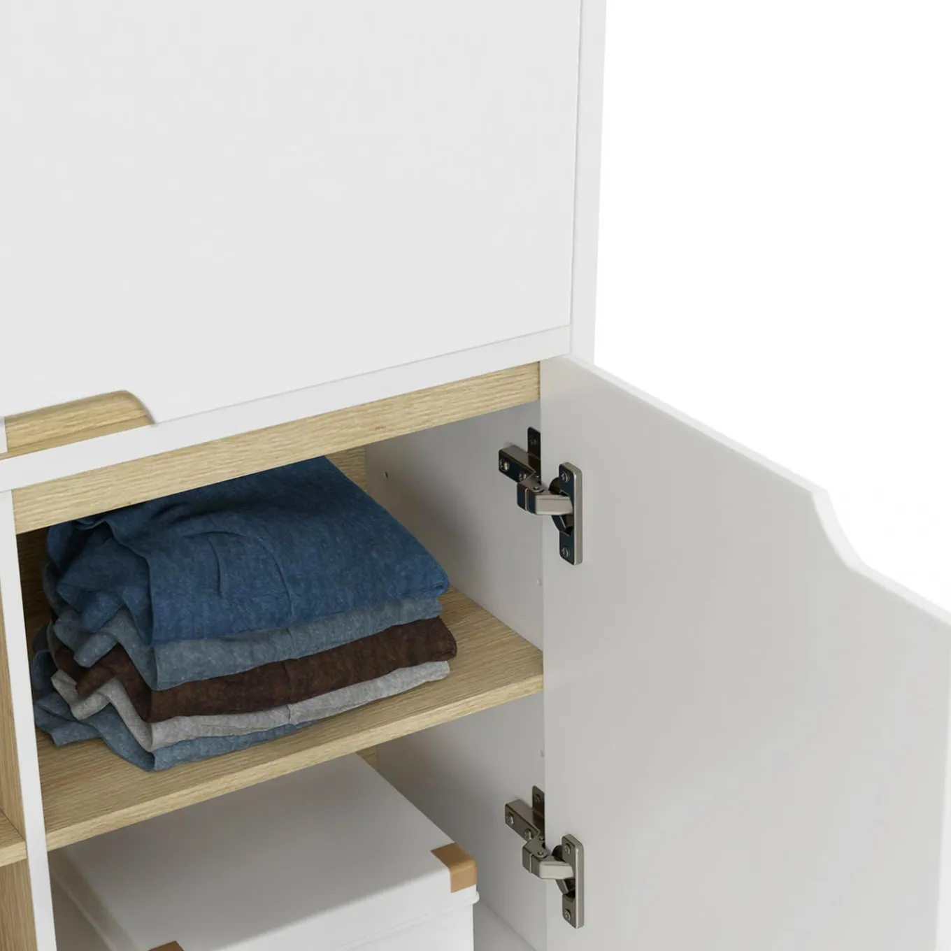 IDMarket Armoire de rangement scandinave avec 4 portes bois blanc* Rangement Et Accessoires|Collection Scandinave