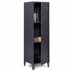 IDMarket Armoire industrielle vestiaire métallique et bois gris foncé* Rangement Et Accessoires|Collection Agencement Magasin