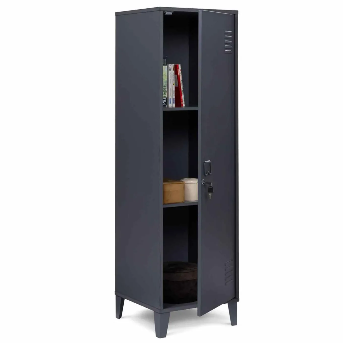 IDMarket Armoire industrielle vestiaire métallique et bois gris foncé* Rangement Et Accessoires|Collection Agencement Magasin