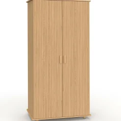 IDMarket Armoire lattes tasseau bois coloris chêne 80 cm - penderie 2 portes et étagères* Meubles En Bois|Armoires