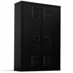 IDMarket Armoire murale 2 portes noir et métal* Rangement Et Accessoires|Collection Métal
