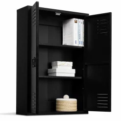 IDMarket Armoire murale 2 portes noir et métal* Rangement Et Accessoires|Collection Métal