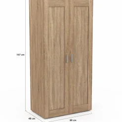 IDMarket Armoire penderie en hêtre avec 2 portes et étagères* Vestiaires Et Meubles D'Entrée|Chambre Complète Adulte