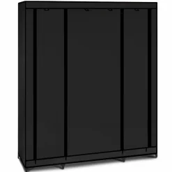IDMarket Armoire penderie en tissu noir* Rangement Et Accessoires|Petits Meubles
