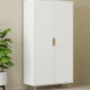 IDMarket Armoire scandinave 2 portes blanche penderie 80 cm avec étagères rangement* Meubles Hauts|Meubles Blancs