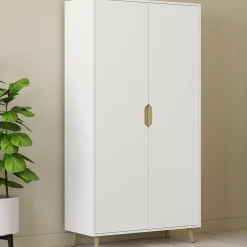 IDMarket Armoire scandinave 2 portes blanche penderie 80 cm avec étagères rangement* Meubles Hauts|Meubles Blancs