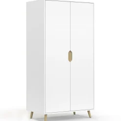 IDMarket Armoire scandinave 2 portes blanche penderie 80 cm avec étagères rangement* Meubles Hauts|Meubles Blancs