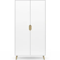 IDMarket Armoire scandinave 2 portes blanche penderie 80 cm avec étagères rangement* Meubles Hauts|Meubles Blancs