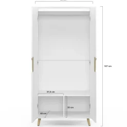 IDMarket Armoire scandinave 2 portes blanche penderie 80 cm avec étagères rangement* Meubles Hauts|Meubles Blancs