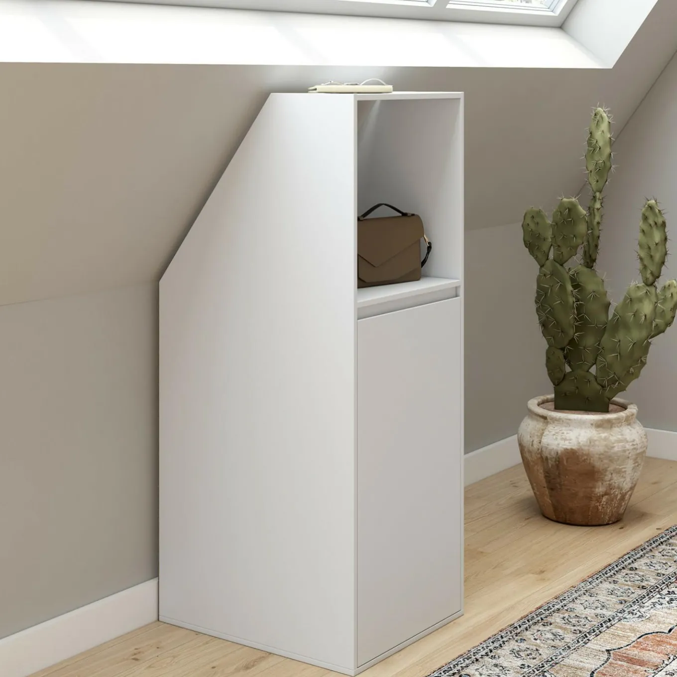 IDMarket Armoire sous pente blanche 1 porte 1 niche* Meubles Blancs|Meubles En Bois