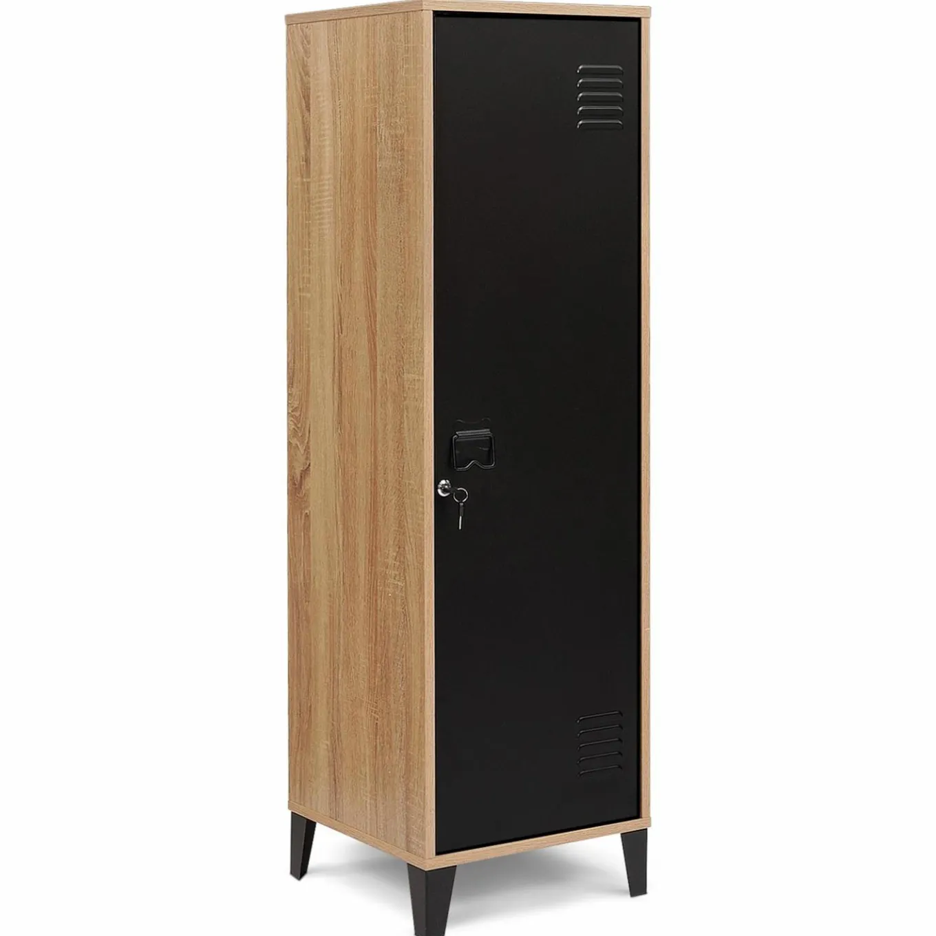 IDMarket Armoire vestiaire bois et porte métallique noir design industriel* Rangement Et Accessoires|Collection Agencement Magasin