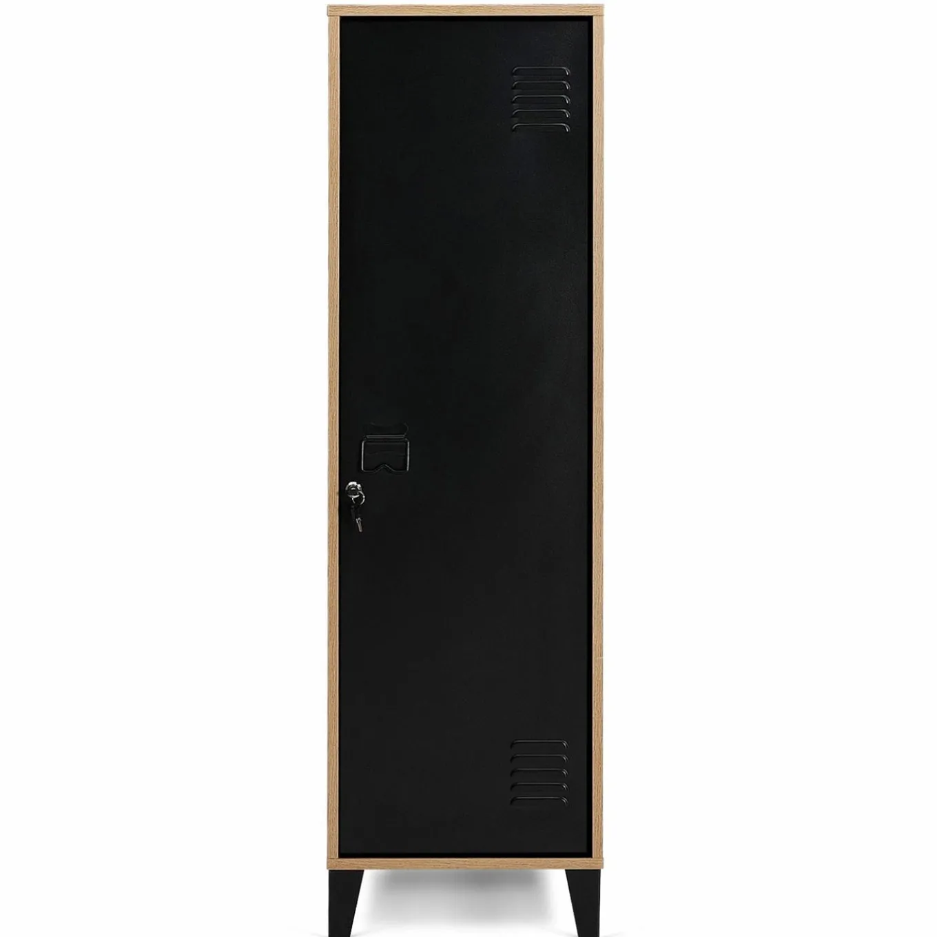 IDMarket Armoire vestiaire bois et porte métallique noir design industriel* Rangement Et Accessoires|Collection Agencement Magasin