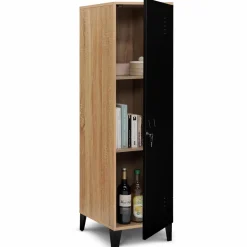 IDMarket Armoire vestiaire bois et porte métallique noir design industriel* Rangement Et Accessoires|Collection Agencement Magasin