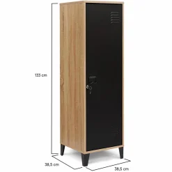 IDMarket Armoire vestiaire bois et porte métallique noir design industriel* Rangement Et Accessoires|Collection Agencement Magasin