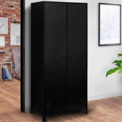 IDMarket Armoire vestiaire métal noir avec 2 portes* Rangement Et Accessoires|Meubles Hauts