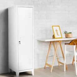 IDMarket Armoire vestiaire porte métal blanche industrielle* Rangement Et Accessoires|Collection Agencement Magasin