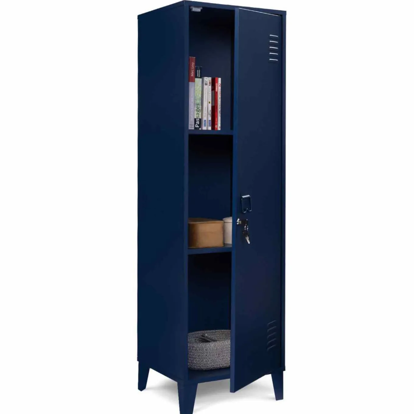 IDMarket Armoire vestiaire porte métallique bleue industrielle* Rangement Et Accessoires|Collection Agencement Magasin
