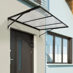 IDMarket Auvent de porte moderne verrière noir 80 x 113 cm* Auvents Et Marquises De Porte