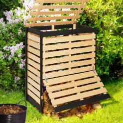 IDMarket Bac à compost en bois 360 litres* Entretien Du Jardin Et Accessoires