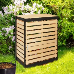 IDMarket Bac à compost en bois 360 litres* Entretien Du Jardin Et Accessoires