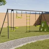 IDMarket Balançoire 4 portiques pour jardin avec panier de basket et but de foot*Enfant Jeux Enfant|Loisirs Et Jeux D'Exterieur