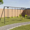 IDMarket Balançoire verte avec 4 agrès pour 6 enfants*Enfant Jeux Enfant|Loisirs Et Jeux D'Exterieur