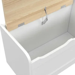 IDMarket Banc coffre de rangement enfant 60 cm en bois blanc et hêtre*Enfant Meubles Rangement Jouet|Meubles Enfant