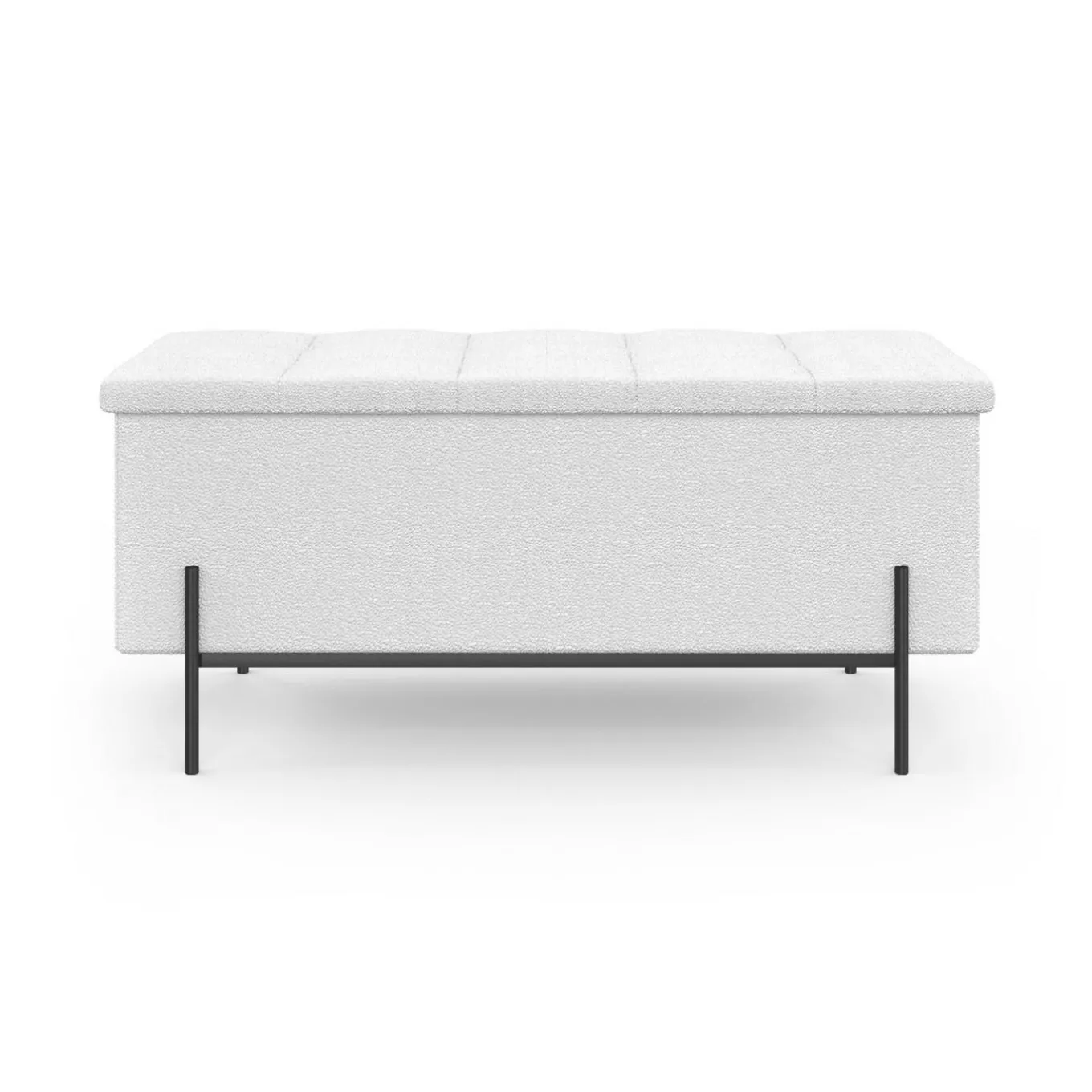 IDMarket Banc coffre rangement pieds métal noir 100 cm tissu bouclette blanc* Bancs D'Entrée|Chambre Complète Adulte