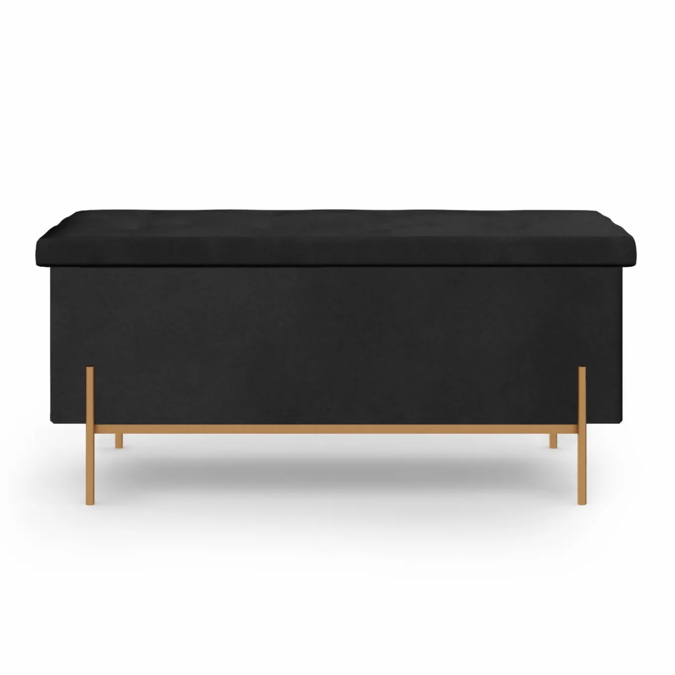 IDMarket Banc de rangement velours noir avec pieds métal doré 100 cm* Bancs D'Entrée|Chambre Complète Adulte
