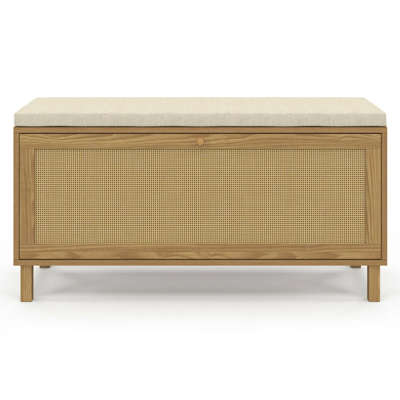 IDMarket Banc d'entrée vintage avec rangement chaussures effet cannage naturel* Collection Cannage|Petits Meubles