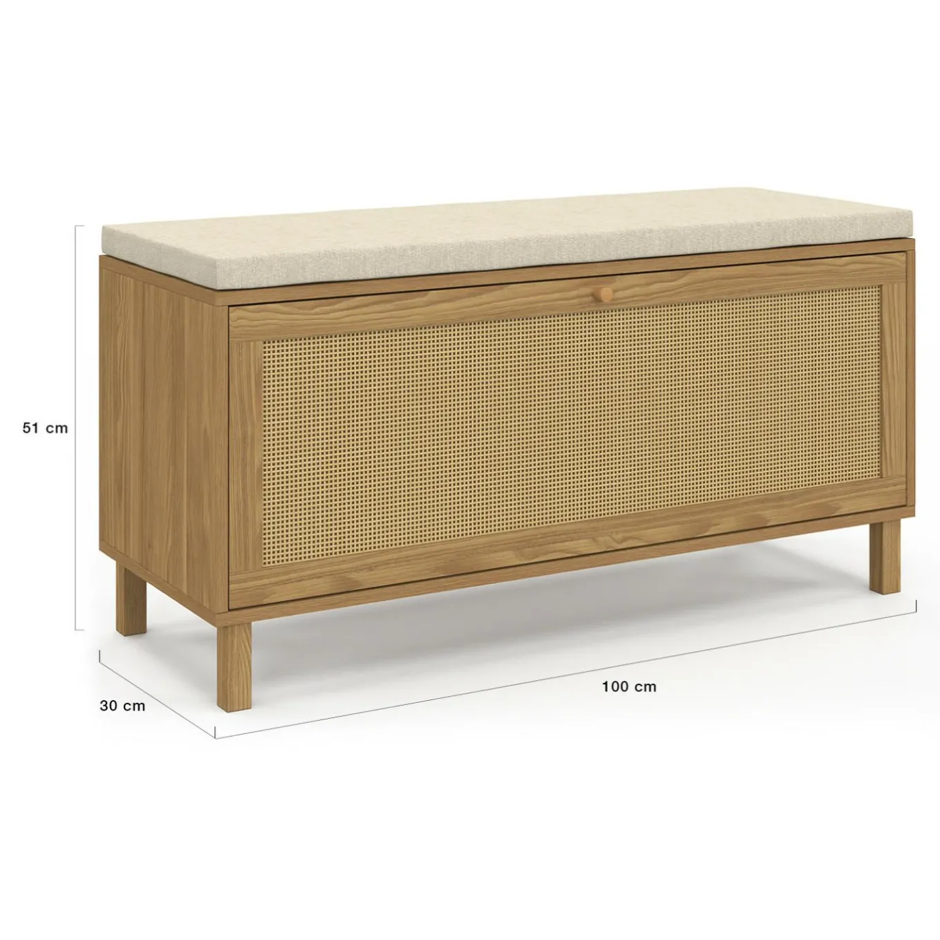 IDMarket Banc d'entrée vintage avec rangement chaussures effet cannage naturel* Collection Cannage|Petits Meubles