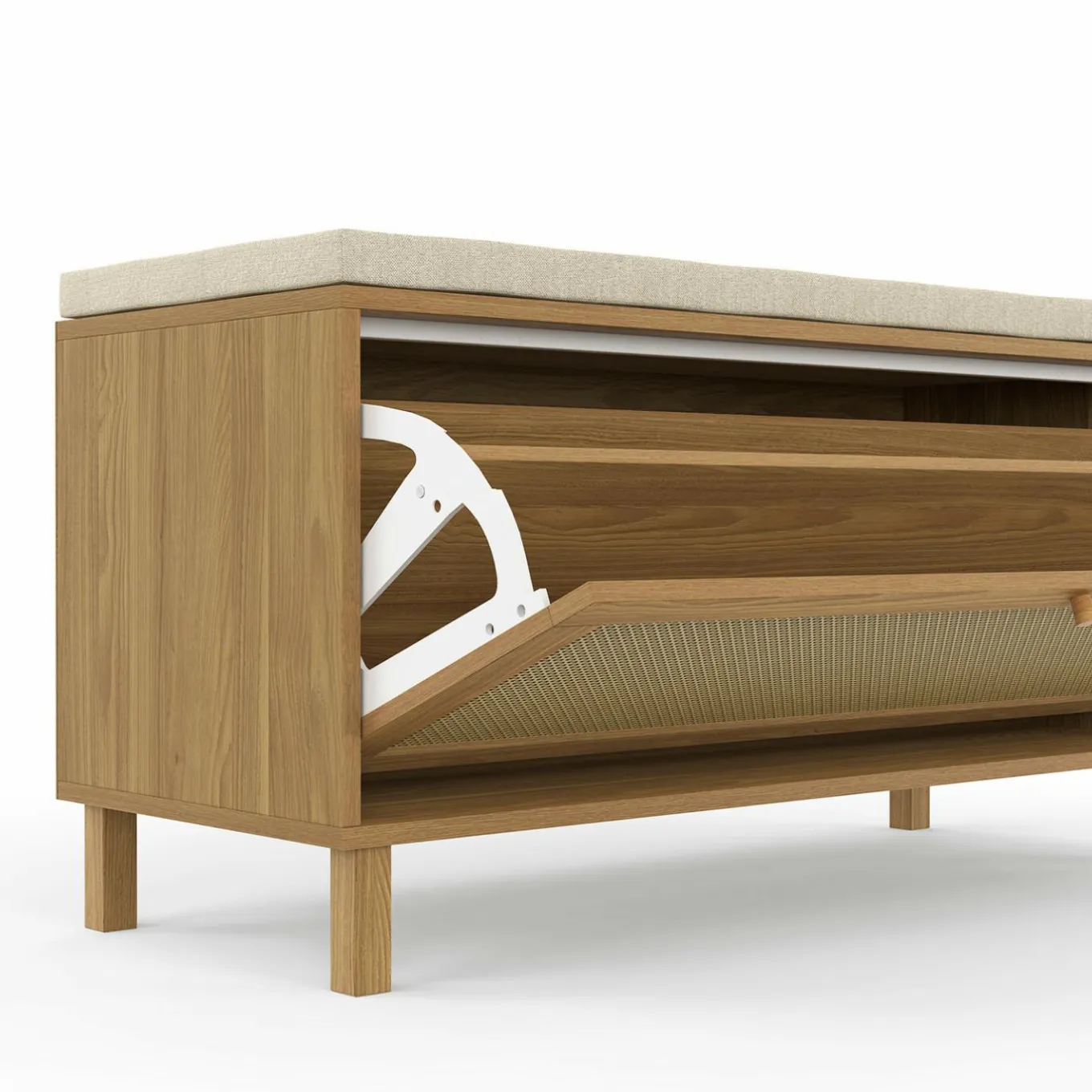 IDMarket Banc d'entrée vintage avec rangement chaussures effet cannage naturel* Collection Cannage|Petits Meubles