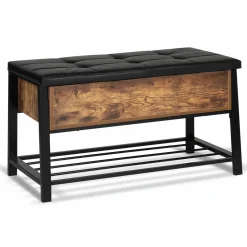 IDMarket Banquette coffre de rangement bois et métal* Meubles Bas|Meubles En Bois