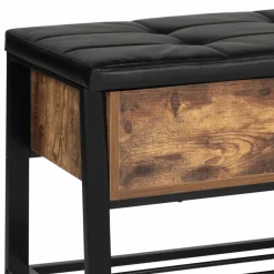 IDMarket Banquette coffre de rangement bois et métal* Meubles Bas|Meubles En Bois